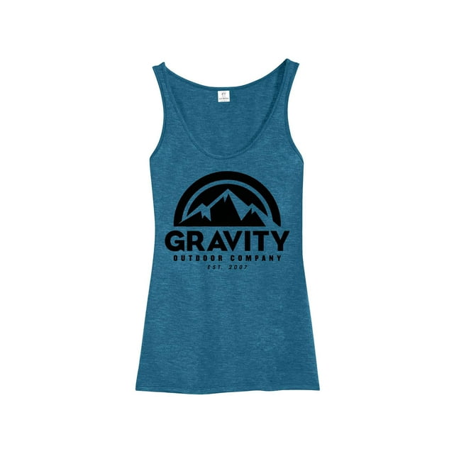Gravity Outdoor Co. Débardeur Mélangé pour Femmes - Logo Noir - Paon - Petit
