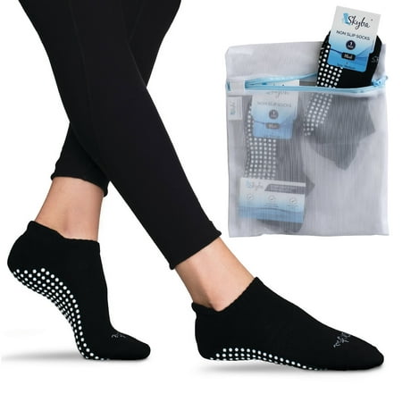 Non Slip Socks for Women- Pure Barre, Pilates, Piyo & Yoga - Sticky Anti Skid Grip