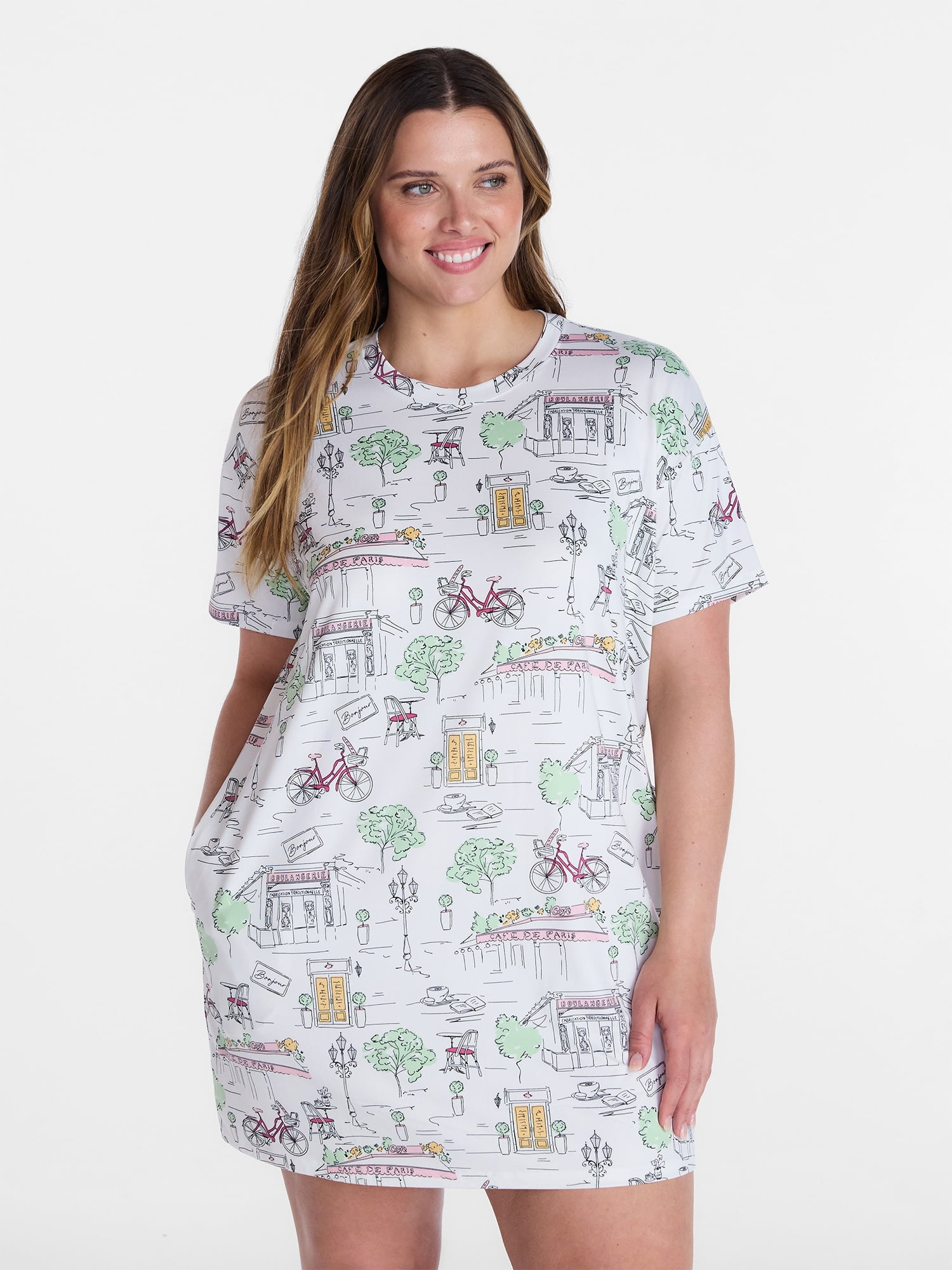 Joyspun Women’s Dreamy Soft Collection Short Sleeve Sleep Shirt, Sizes S/M to 2X/3X