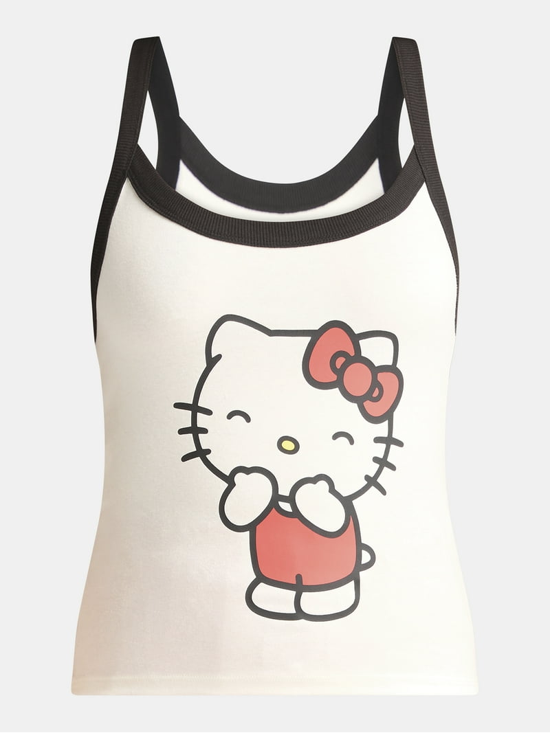 トップス kitty Hello Kitty Women's Cotton Graphic Skimmer Tee with