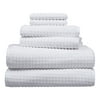Hotel Style 6-Piece Egyptian Cotton Textured Bath Coordinate Towel Set, Arctic White