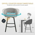thumbnail image 4 of Zesthouse 26.4″ Swivel Bar Stools Set of 2, Linen Upholstered Counter Height Barstools with Barrel Arms & Backs, Modern Counter Stools for Kitchen Island, Gray, 4 of 12