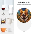 thumbnail image 6 of Lsque Artistic Sunflower Corgi Pattern 4" Drink Coasters Set of 4, PVC Leather Absorbent Coasters, Table Coaster Set Decorative Coffee Cup Coasters Housewarming Gift -Round Shape, 6 of 6