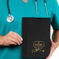 thumbnail image 7 of Nurse Appreciation Black Folio And Pen Set / 5.75” x 8.75” Nursing Is A Work Of Heart Black And Gold Faux Leather Padfolio Notebook Pen Set / Modern Nurses Present, 7 of 7