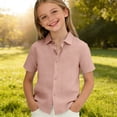 thumbnail image 5 of MZXELPRJD Toddler Boy Plaid Shirt Short Sleeve Button Up Kids Summer Casual Check Tops Stand Collar or Collared School Uniform Outfits with Pocket, 5 of 8