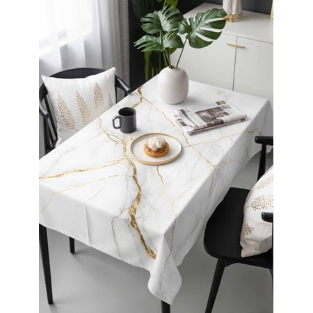 Marble Tablecloth Rectangle Table Cloth 60x120 Waterproof Outdoor Table Cloth Covers Decorative Table Protector Grey Golden Crack Minimalistic Abstract Washable Table Cover for Kitchen Dinning Party