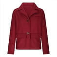 thumbnail image 3 of jtjvou Women Woolen Overcoat Long Sleeve V-neck Casual Suit Comfortable Stylish Pocket Top Suitable for Daily Wear Office Attire Fashion Essential Red S, 3 of 5
