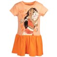 thumbnail image 1 of Disney Princess Moana Big Girls French Terry Short Sleeve Dress Orange 10-12, 1 of 5