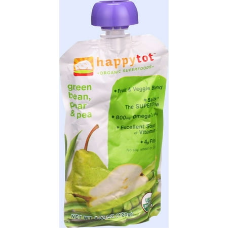 Happy Tot® Superfoods Organic Pears, Peas & Green Beans + Super Chia Fruit & Veggie Blend 4.22 oz. Pouch