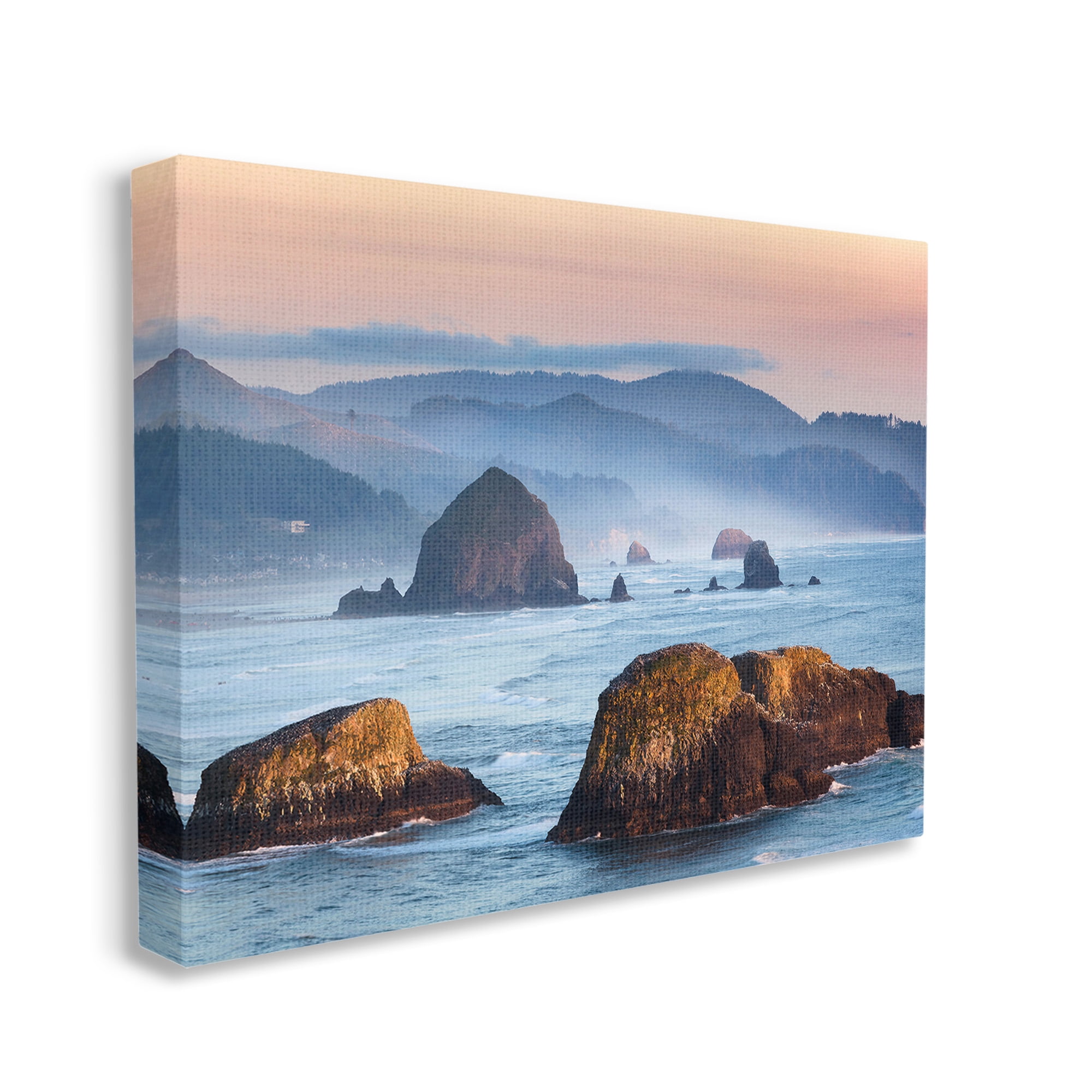 Stupell Industries Ocean Cliffs with Mountains Landscape Photography Gallery Wrapped Canvas Art Print Wall Art, 40 x 30