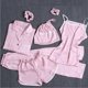 thumbnail image 1 of Pijama de siete piezas de color sólido para mujer, cárdigan de seda para primavera/otoño/verano, ropa de hogar, traje de pijama de seda artificial de 7 piezas, 1 of 6
