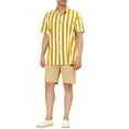 thumbnail image 2 of MODA NOVA Big & Tall Men's Stripe Shirt Short Sleeved Button Down Shirt Yellow XLT, 2 of 6