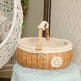 thumbnail image 6 of BIZHUA Wicker Shopping Basket Picnic Basket with Removable Cloth Handmade Woven Rattan Picnic Basket for Camping Party, 1* Storage Basket, 6 of 8