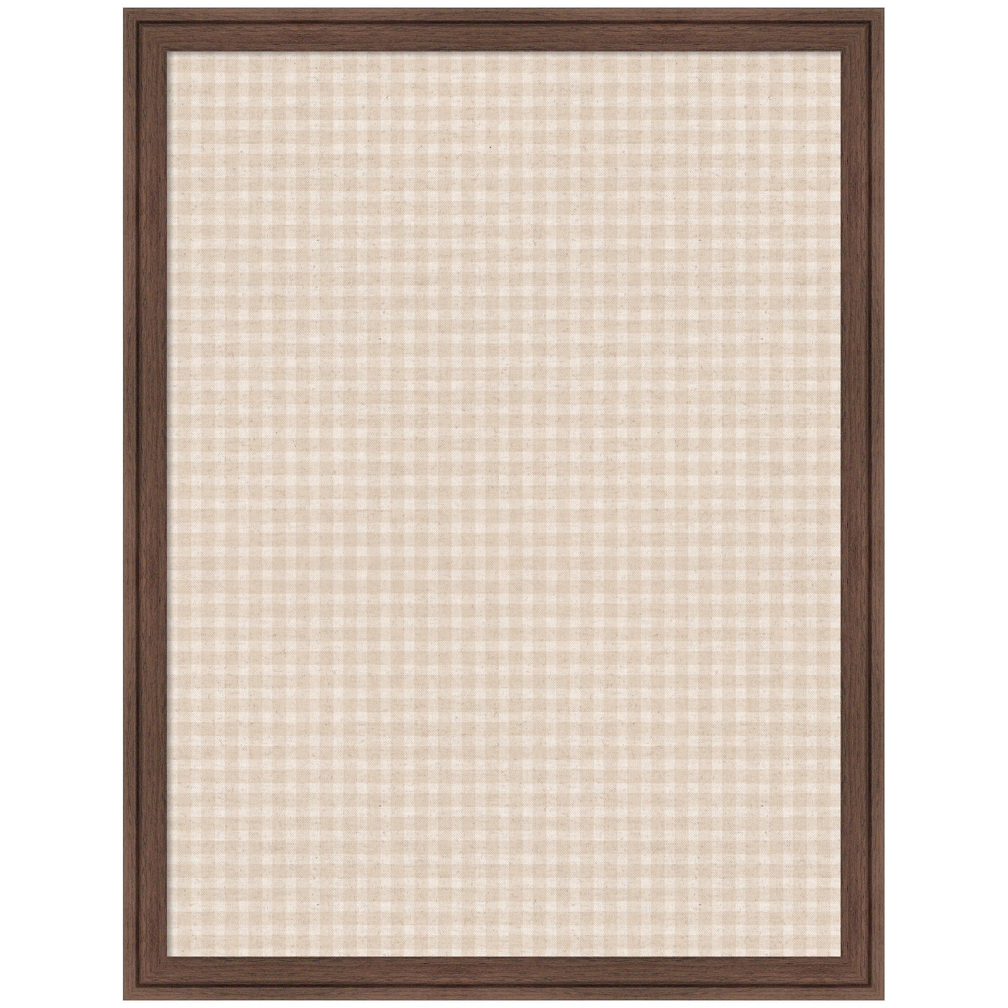 Kate and Laurel Framed Fabric Pinboard 20 x 26,  Printed Linen Classic Bulletin Board for Use as a Vision Board or Wall Organization, Florence Medium Brown Frame
