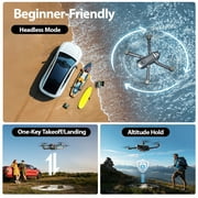 Drones with Camera for Adults 4K, Wefone WF33 GPS Foldable Drone with 4.5 Screen on Remote, 8GB Card, Under 249g, Brushless Motor, 2 Batteries, Gray