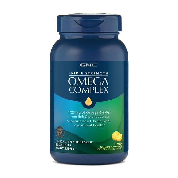 GNC Triple Strength Omega Complex provides 1725 mg of potent Omega-3-6-9s from fish & plant sources per serving
