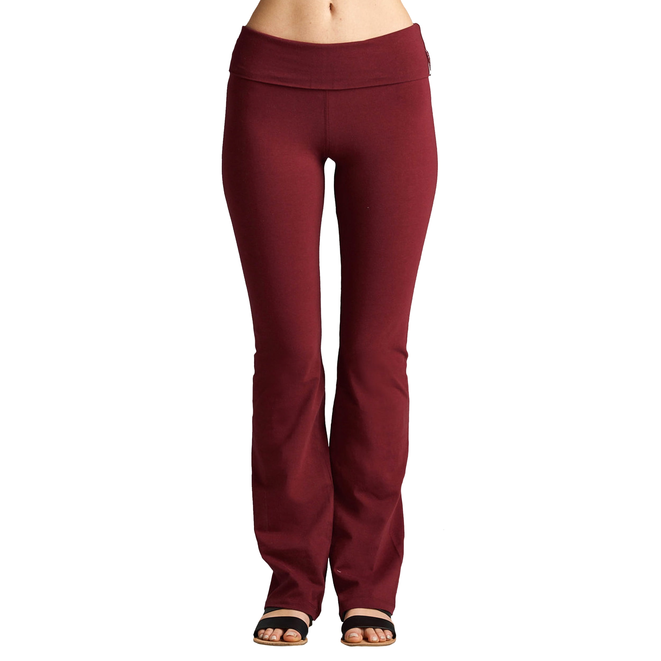Women's New Yoga Athletic Foldover Stretch Comfy Lounge Flare Fit Pants ...