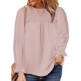 thumbnail image 1 of Top de mujer Diseño de tejido de gasa de color puro con correa trasera Blusa de camisa con mangas abullonadas para vacaciones de otoño Rosa M, 1 of 6