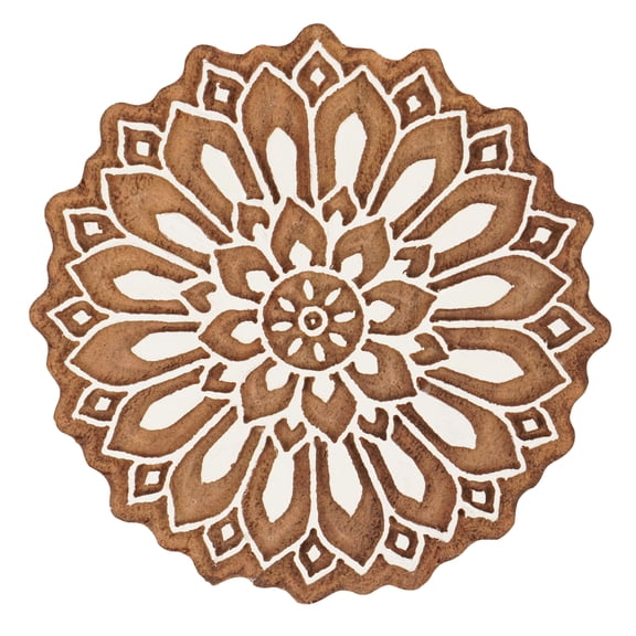 IBA Indianbeautifulart Textile Printing Block Mandala Hand Carved Wooden Stamp Wood Block Printing Textile Stamps For Fabric/ Pottery Blocks-3 Inch