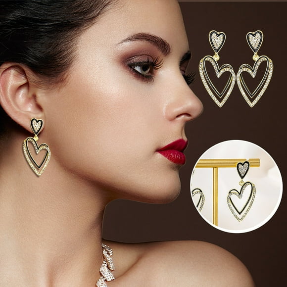 HomeKingdee Heart-shaped Romantic Earrings - Cute French Style Ear Studs for Girls as Gift for Birthday Christmas