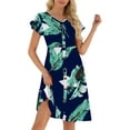 thumbnail image 2 of Fantaslook Women Summer Dresses V Neck Ruffle Sleeve Casual Flowy Sundresses Button Floral Midi Dress with Pockets, 2 of 8