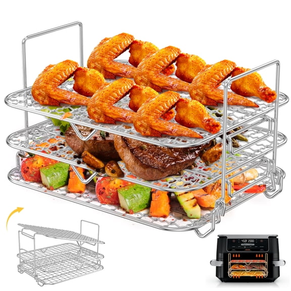 3 Tier Stainless Steel Air Fryer Rack Air Fryer Grill Rack for Flexdrawer AF500EU Air Fryer Grill Grate Heat Resistant Dehydrator Rack for Steak Chicken Fish Shrimp