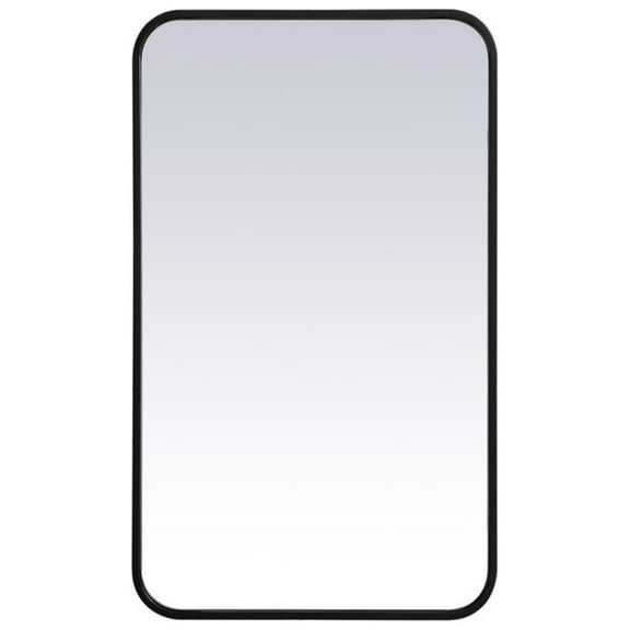 Soft corner metal rectangular mirror 18x30 inch in Black