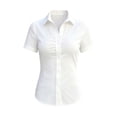 thumbnail image 6 of Kaemgyyd Womens Blouses Button down Collared Ruched Front Tops Slim Fit Short Sleeve Shirt Office Casual Summer Streetwear Outfit, 6 of 6
