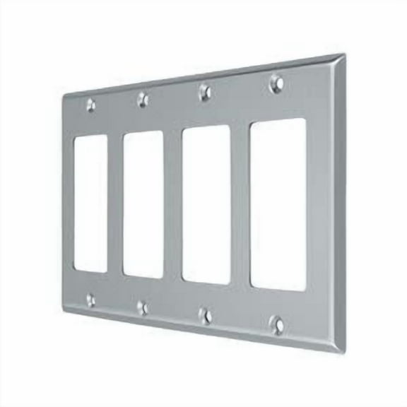 Deltana SWP4744U26D Switch Plate; Quadruple Rocker; Satin Chrome Finish