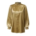 thumbnail image 3 of Celmia Women Crew Neck Solid Color Pleated Loose Top Blouse, 3 of 11