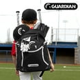 thumbnail image 3 of Guardian Baseball Backpack for Youth, Softball Bag for Girls, Durable Bat Bags Baseball Youth Boys and Girls, TBall Bag – Includes Hook to Hang on Fence - Black/White, 3 of 8
