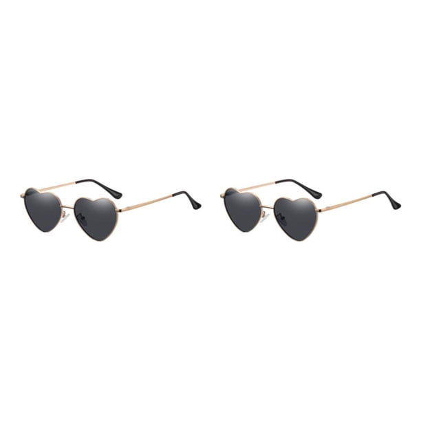 Gafas de sol en forma de corazón Qarigey PVC marco de metal dorado lente Tac