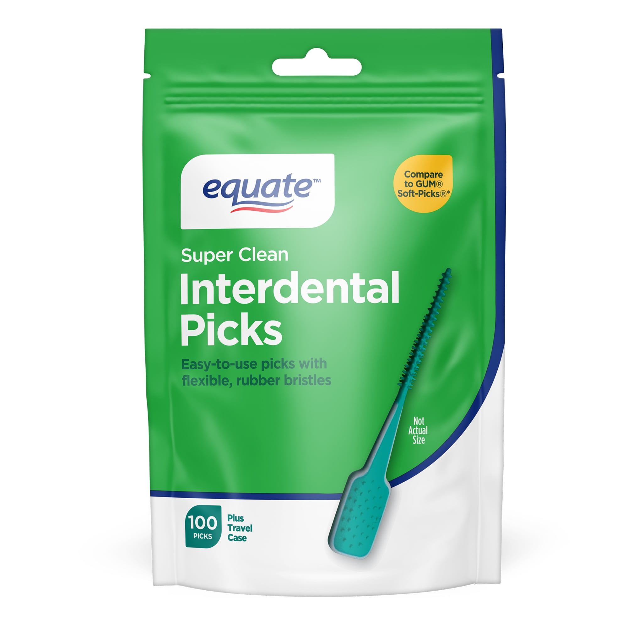 Equate Super Clean Interdental Brushes with Travel Case, 100 Count