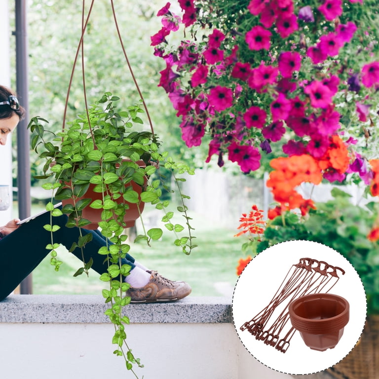 BESTONZON 6Sets Hanging Orchid Planter Light Brown Plastic Pot with Hook  for Indoor Outdoor Plants - Walmart.com