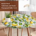 thumbnail image 3 of Summer Lemon Round Tablecloth 55-60 Inch Round Fitted Table Cloth with Elastic Edge, Yellow Green Watercolor Botanical Blue Plaid Waterproof Table Cover Protector for Outdoor Picnic Party Dining, 3 of 6