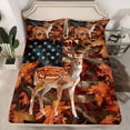 thumbnail image 2 of Feelyou Rustic Deer Animal Full Size Sheets, Retro American Flag Bed Sheets, 4 Pieces, 2 of 7