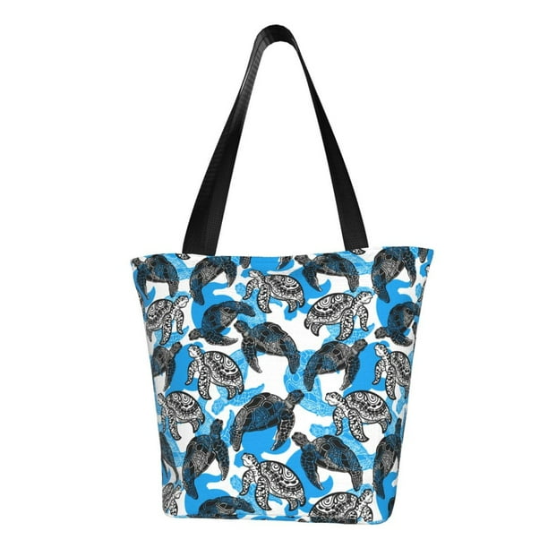 Fotbe Sea Animal Bolsa de Playa con Estampado, Bolsa de Hombro, Bolsa de Mano Espaciosa, Bolsa de Viaje Ligera, Bolsa de Compras Versátil