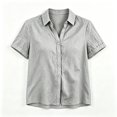 thumbnail image 5 of Asgosdo Womens Button Down Shirts Cotton Linen Short Sleeve Collared Loose Fit Tops Soft Cozy Summer Blouses, 5 of 6