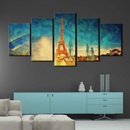 oil unframed fountain tower printed abstract golden posters canvas painting drawing ustyle panels