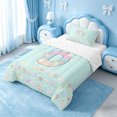 thumbnail image 2 of meiyoeat Pastel Rainbow Initial D Twin Comforter Sets,Floral Gradient Monogram Print Bedding Set For Girl,Reversible,2pcs,1 Comforter and 1 Pillowcase, 2 of 7