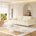 thumbnail image 4 of FFH 104.7" Cloud Sectional Sofa, Tufted Chenille Sleeper Sofa with Movable Armrests and Pillows, 4 Seater Oversized Couch with Deep Seat for Living Room, Beige, 4 of 9