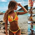 thumbnail image 4 of HGYCPP Women Sexy 2 Pieces Bikini Set Contrast Color Triangle Cup Brazilian Micro Swimsuit Low Waist Thong High Cut O-Ring Bathing Suit Beachwear, 4 of 15