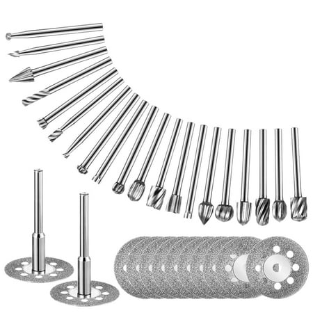

20Pcs Carbide Diamond Cutting Wheel Bit Burrs Set for DIY Woodworking Carving Engraving Drilling