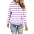 thumbnail image 2 of Dasayo Long Sleeve Womens Hoodies Lightweight Purple Casual Drawstring Pocket Striped Hoodies Ladies Blouses XXL, 2 of 5