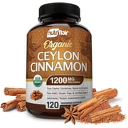 NutriFlair Organic Ceylon Cinnamon 1200mg per Serving Dietary Supplement, 120 Capsules