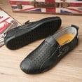 thumbnail image 5 of Mens Breathable Casual Shoes Comfortable Leather Loafers Outdoor Hiking Driving Shoes Lightweight Non-slip Black 10 US, 5 of 7