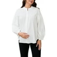 thumbnail image 1 of CAMISAS Y BLUSAS DE MATERNIDAD CHIC INSPIRADORAS PARA MUJERES, CON PLECA, BOTONES Y MANGA LARGA, TOP DE EMBARAZO Y LACTANCIA, TALLA 2XL, BLANCO, 1 of 6