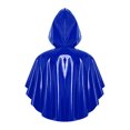 thumbnail image 4 of Eandarui Womens Shiny Wet Look Hooded Cloak With Front Button Closure For Rave And Party Wear Blue One Size, 4 of 4