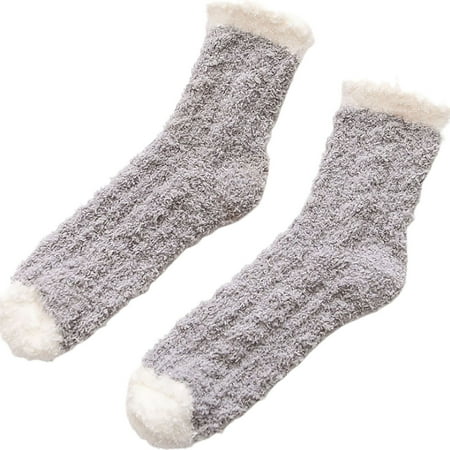

YOZUMD Women Socks 1 Pair Warm Keeping Women Socks Thickened Polyester Trendy Classic Winter Stockings for Daily