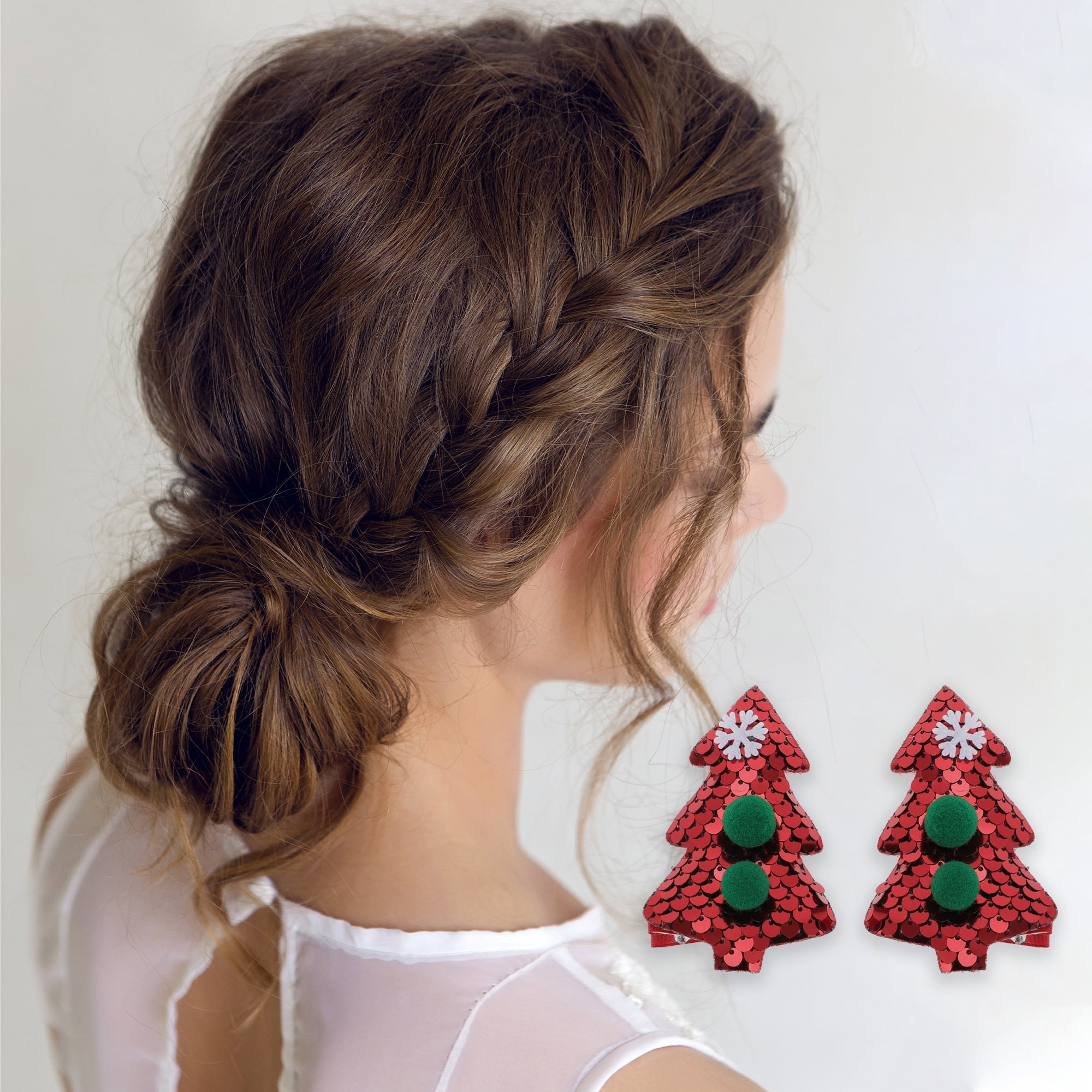 NOMADIC NOOK Christmas Hair Clips 8 Pcs Red Green Deer Antlers Christmas Tree